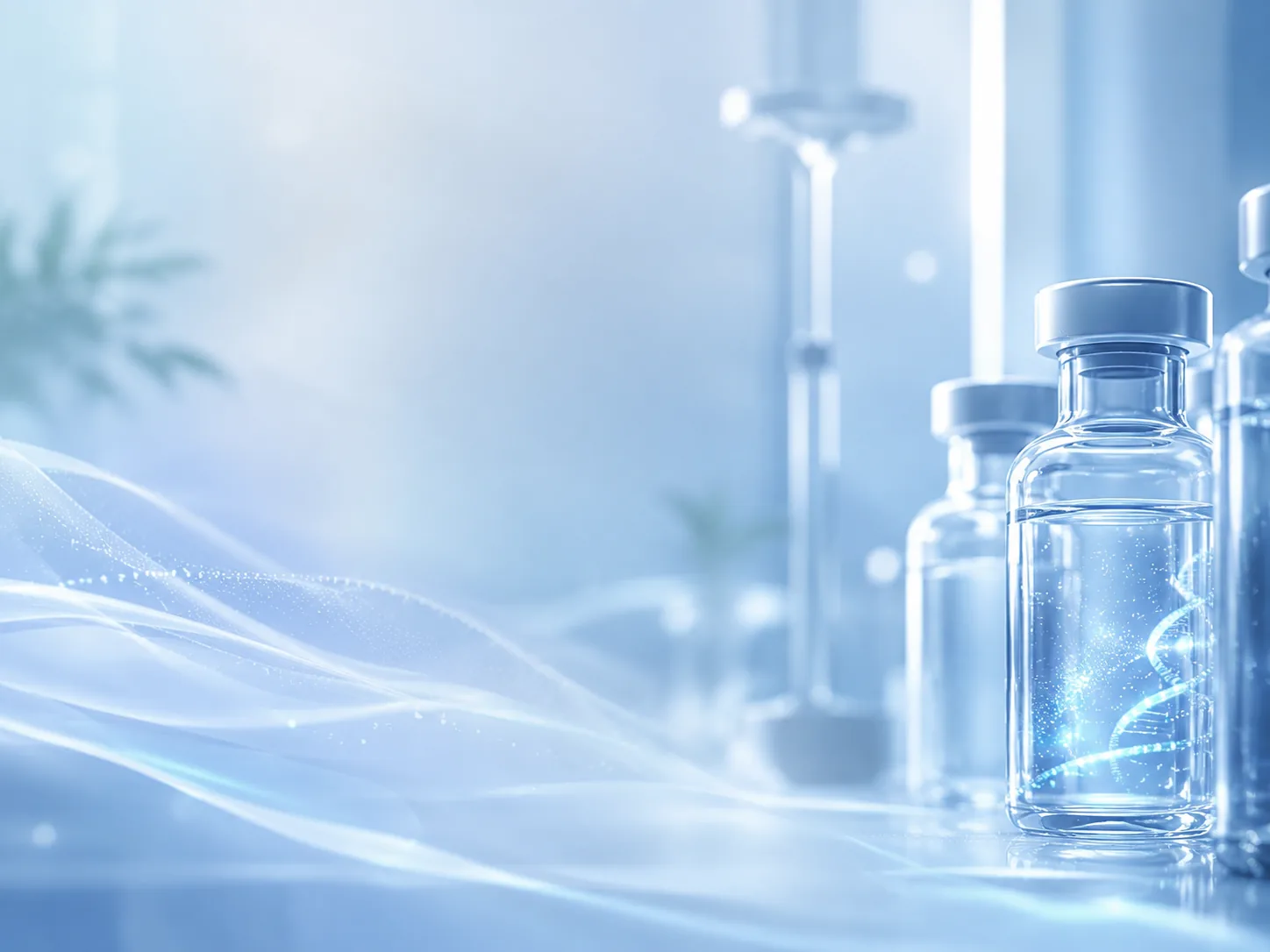 Clinical vials in a softly lit laboratory